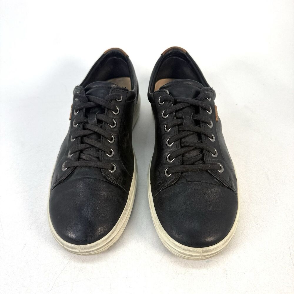 ECCO Soft 7 Womens Size 8 Shoes Black Leather Low Top Lace Up Casual Sneakers - Picture 3 of 11